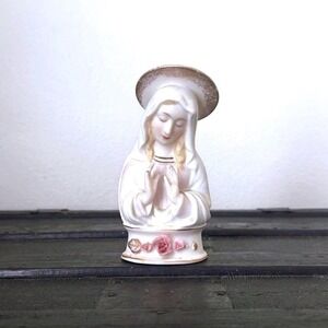 Vintage Lefton Porcelain Madonna Statue, Hand Painted Praying Mother Mary 1950s